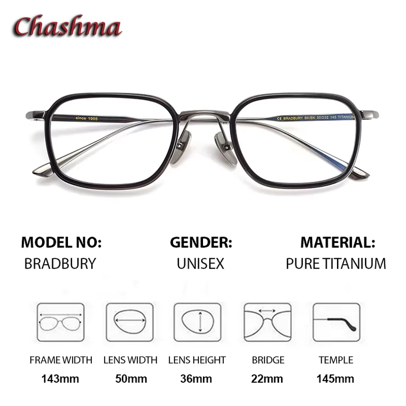 Chashma Prescription Glasses Pure Titanium Acetate Eyewear Anti Blue Myopia Presbyopia Lens Fashion Men Women Eyeglasses Frames - Image 6