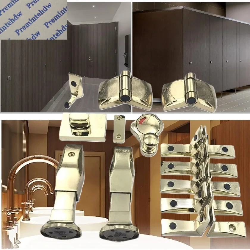 Zinc Public Bathroom Partition Hardware Fittings Kit Latch Hook Stand Hinge Red Green Indicator Red Bronze Gold Brushed Nickel