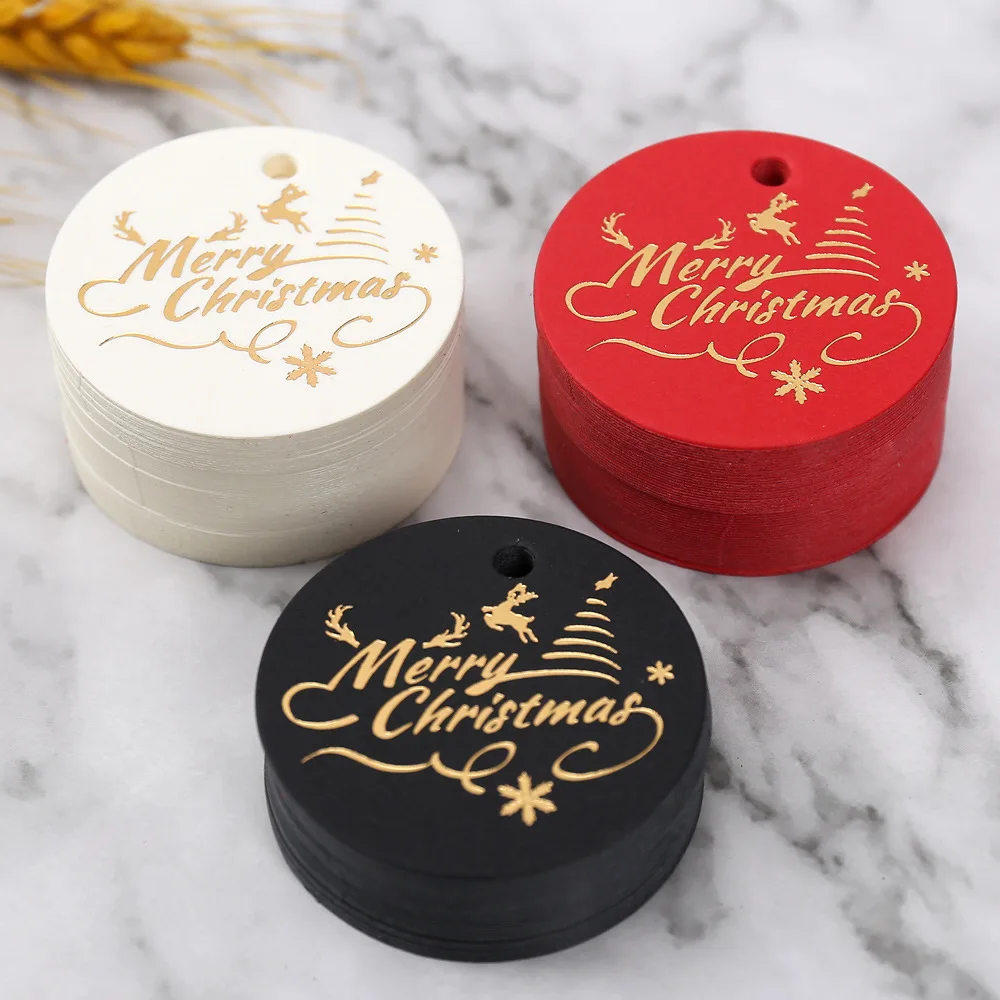 50 Stück runde Geschenketiketten für Weihnachtsgeschenke, DIY-Geschenkverpackung für Weihnachtsferien und Etikettenverpackung