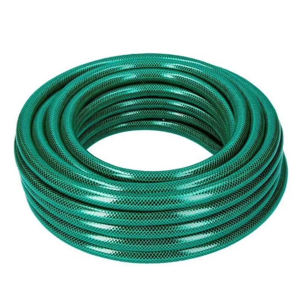 50-meter 3/4 green garden hose, durable and flexible 3-layer made of polyester cross cloth.