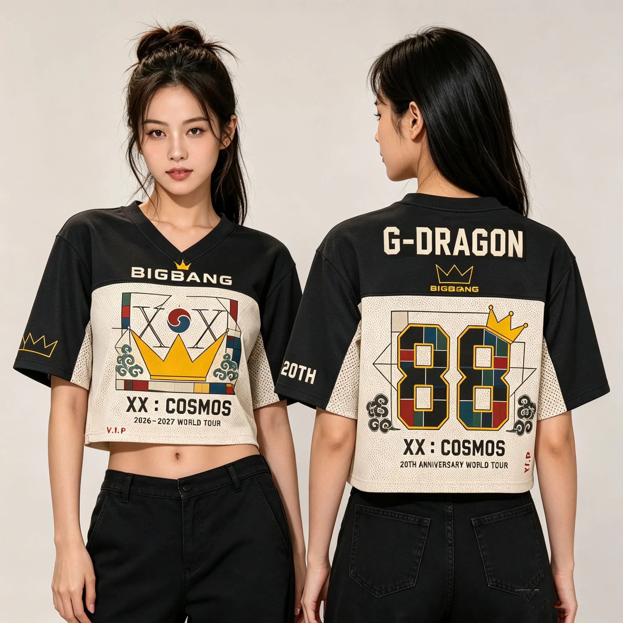 Image of BIGBANG G-DRAGON 88 Cropped T-Shirt XX:COSMOS 20. Jubiläums-Welttournee Top Kpop-Fans Frauen Support Kurzarm Streetwear