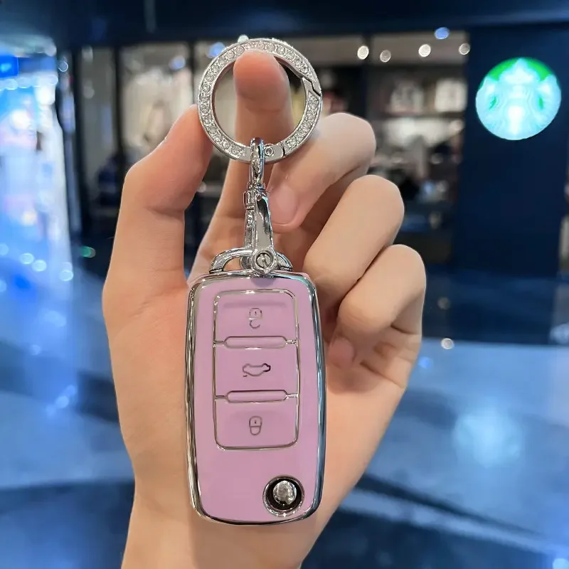 Coque de protection pour clé de voiture en TPU, pour Volkswagen VW Polo Golf Passat Tiguan Beetle Caddy T5 Up Eos Skoda Octavia Seat Leon Altea