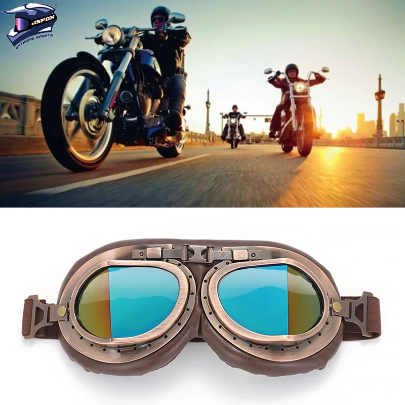 Gafas de motocicleta Retro para hombre, gafas clásicas de Moto Vintage, gafas de piloto Steampunk a prueba de viento y polvo, gafas para deportes al