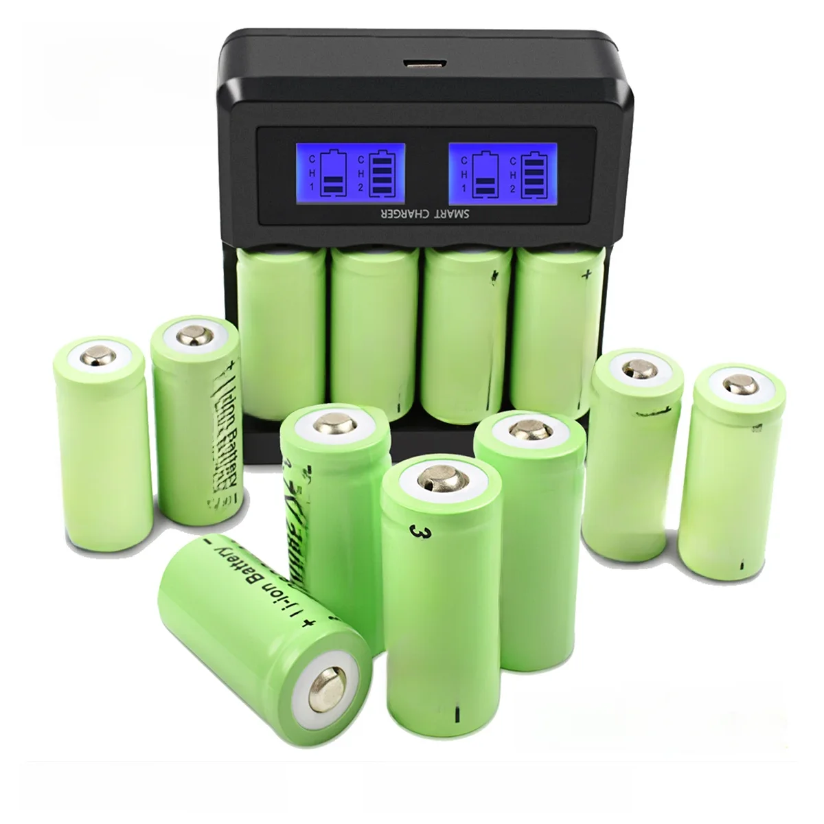 4/8 pièces 16340 Batteries rechargeables CR123A batterie 2800 mAh 3.7 V Li-ion lampe de poche LED mur de voyage avec LCD double chargeur batterie