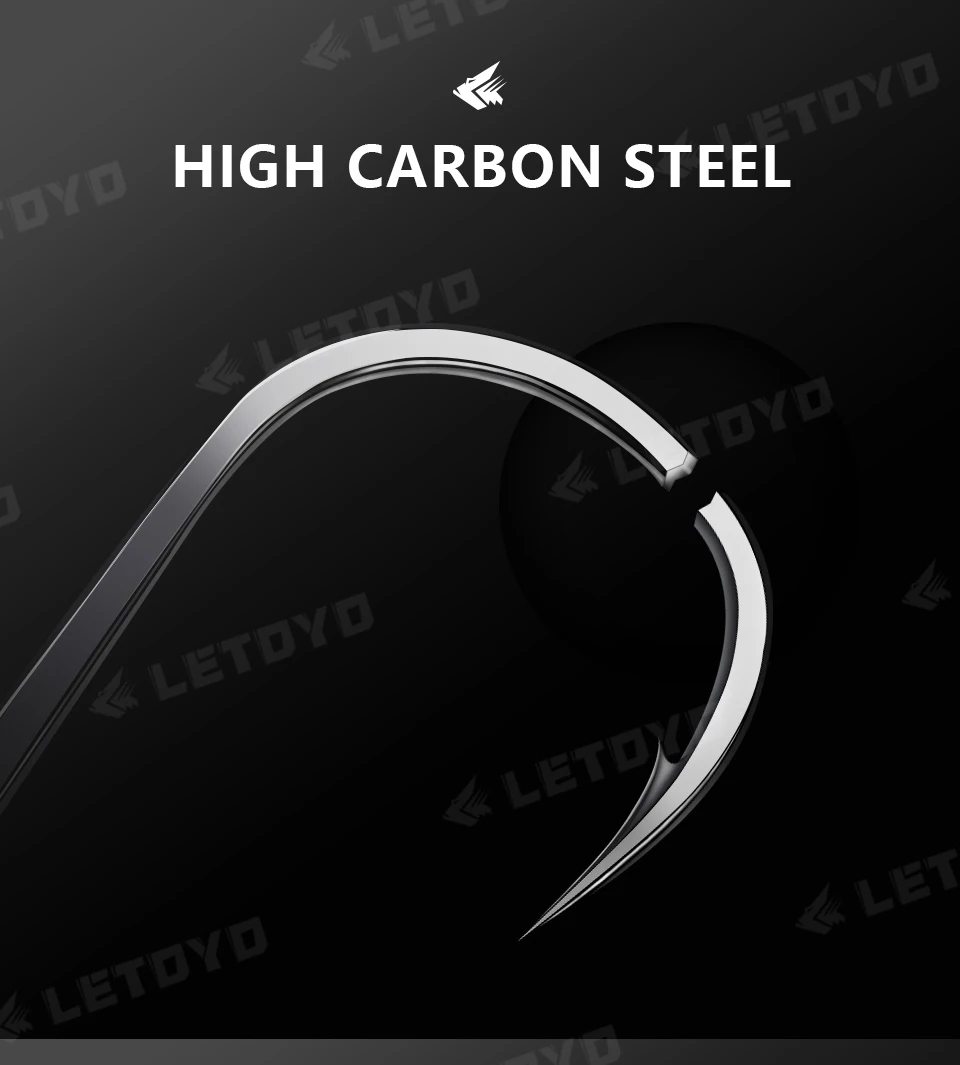 LETOYO High Carbon Stell Triple Hooks schwarz knittert oder matte Zinn Hard Lure Angelhaken für Hechtbarsch Meeresangelzubehör – Detail 7