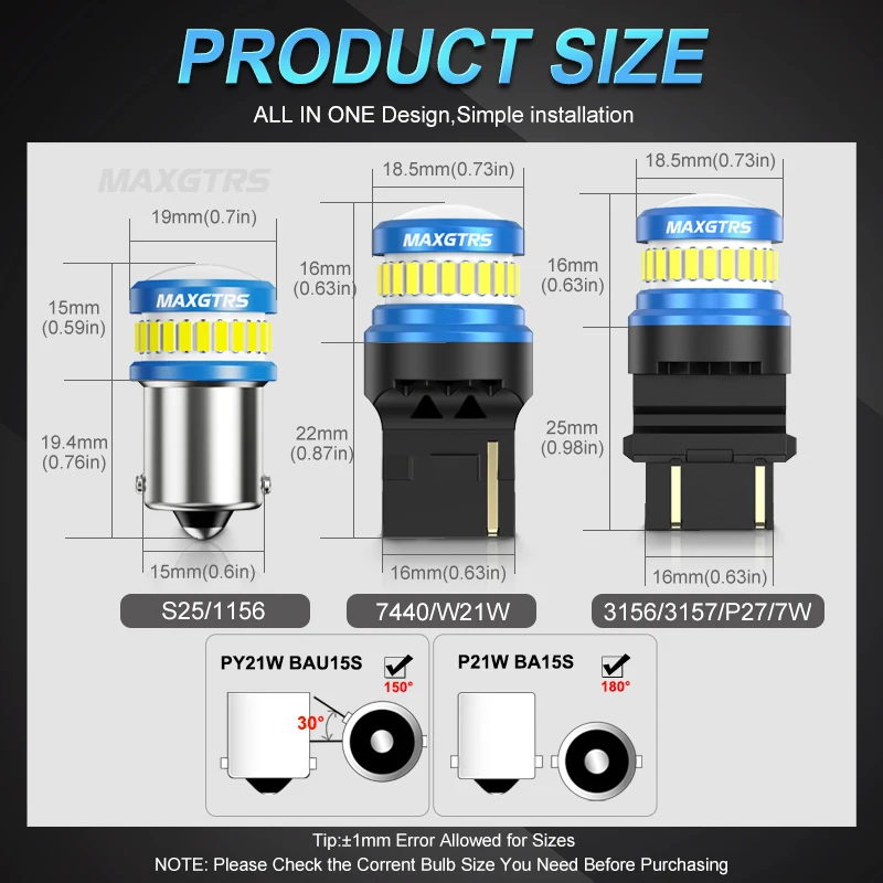 2x BA15S P21W LED لمبات S25 1156 7440 W21W T20 4014 3030 رقاقة العارض عدسة ل عكس الفرامل الذيل بدوره أضواء الإشارة في Canbus