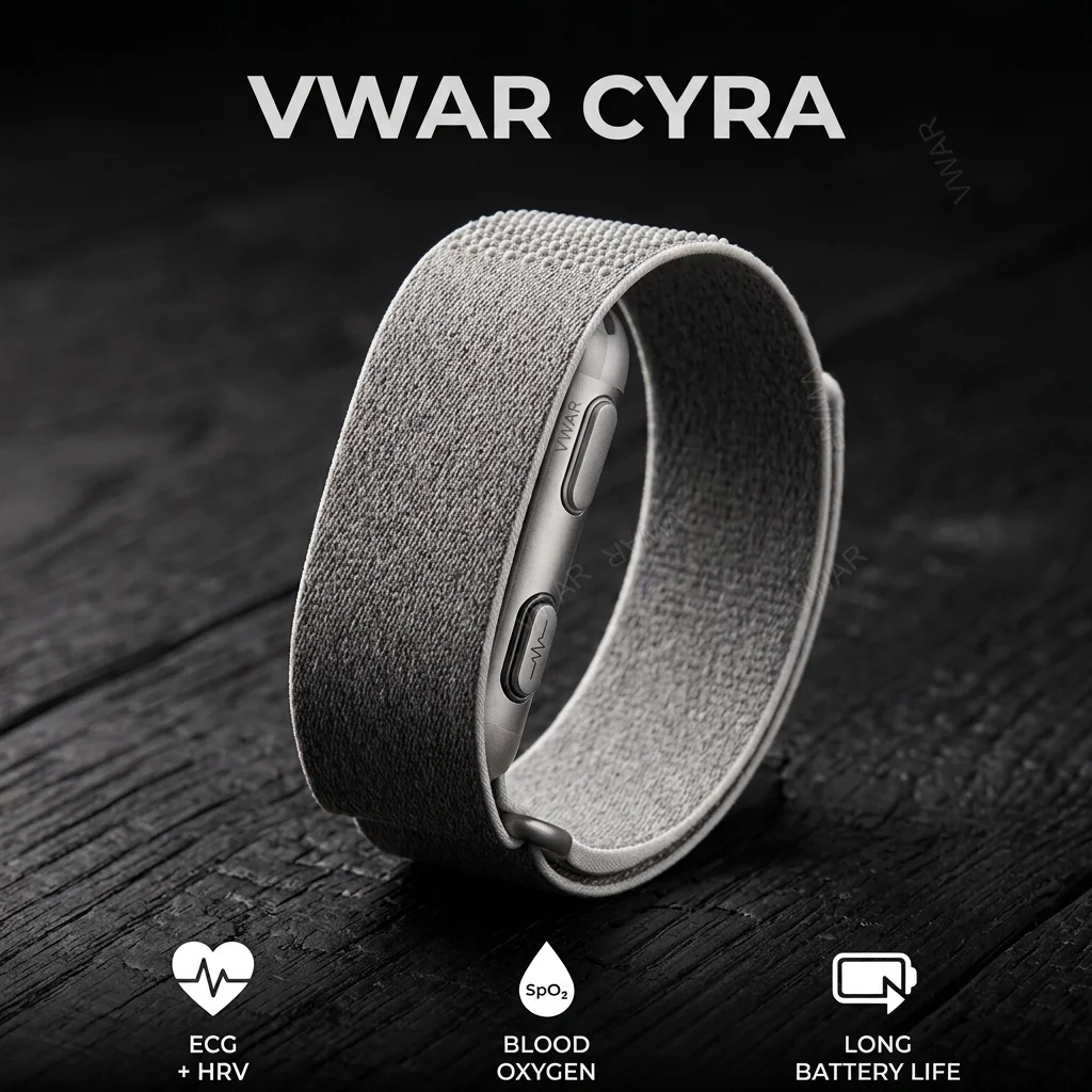VWAR CYRA Smart Band ECG+HRV Heart Rate Monitor Blood Oxygen Health Fitness Tracker Call SMS Reminder Screenless Smart Watch