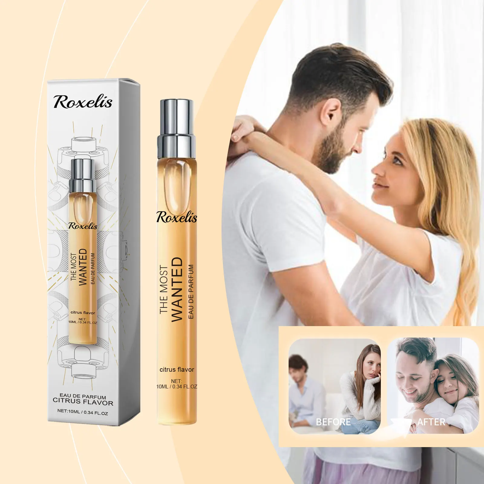 Roxelis 10ml perfume sabor cítrico perfume de longa duração namoro atrair liberação encantador corpo feromônio fresco casal presente perfume