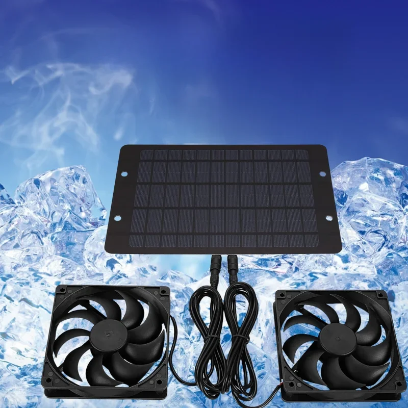 300W Solar Panel Powered Fan 12V Solar Exhaust Fan Mini Ventilator Air Extractor for Pets Dog Chicken House RV Greenhouse Fan