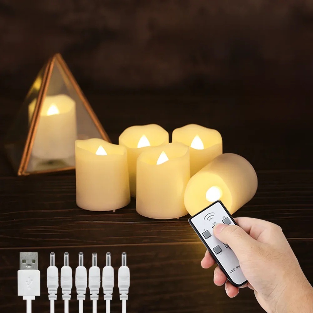 FPOO Led Flackernde Flammenlose Kerzen, mit wiederaufladbarem Timer Fernbedienung, elektrische