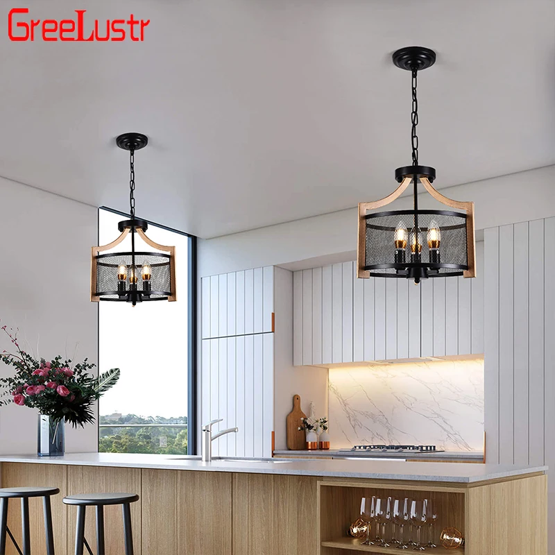 

Vintage LED Pendant Light Loft Retro Grid Iron Hanging Lamp Indoor Bedroom Decoration Home Living Room Lighting Luxury Luminaire