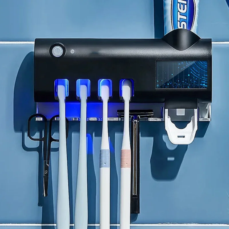 Energia Solar UV Toothbrush Holder, automático Parede Toothbrush Esterilizador, dispensador De Creme