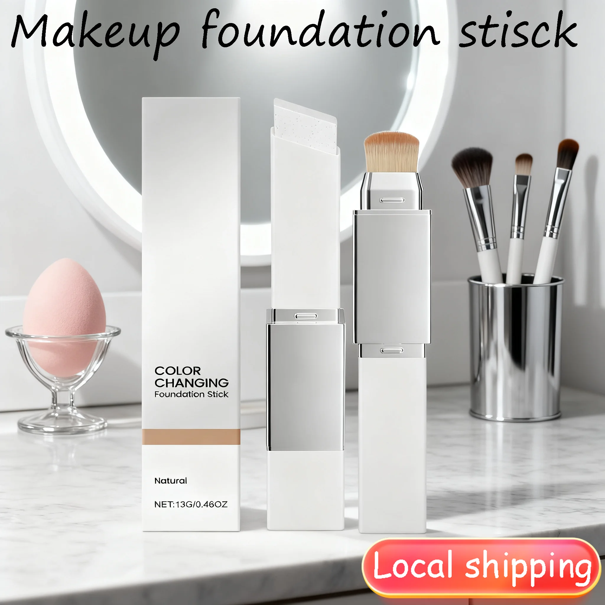 Farbwechselnder 2-in-1-Make-up-Foundation-Stick, feuchtigkeitsspendend, leicht, aufhellend, matte Basis, Make-up, Foundation, Concealer, Make-up