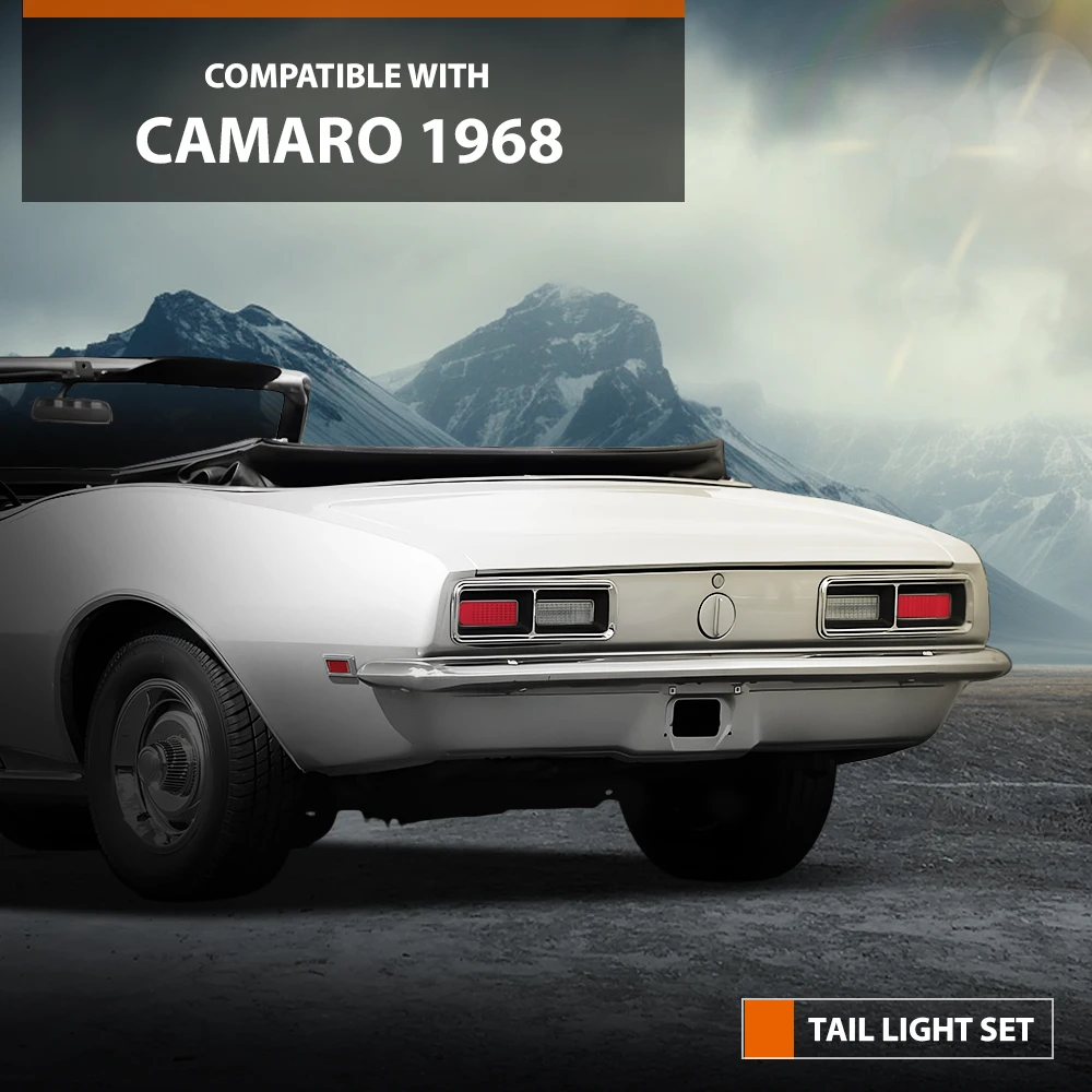 

Rear Tail Light Set Bezels Lens Left&Right Side Replacement Fit for 1968 Camaro Red/Clear Lens Waterproof Snowproof Dustproof