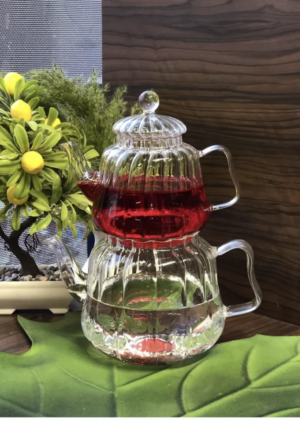 Large Transparent Glass Teapot with 6 Tea Cups Heat-Resistant Clear Pot Flower Herbal Tea Set Puer Kettle Kitchen Accessories