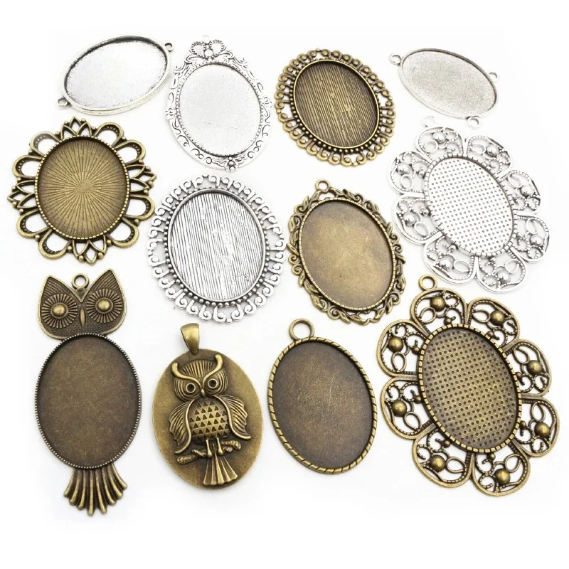 5 sztuk 30x40mm wewnętrzna rozmiar 4 kolory Plated klasyczny w stylu piercing Cabochon ustawienie bazy Charms wisiorek taca — zdjęcie 2