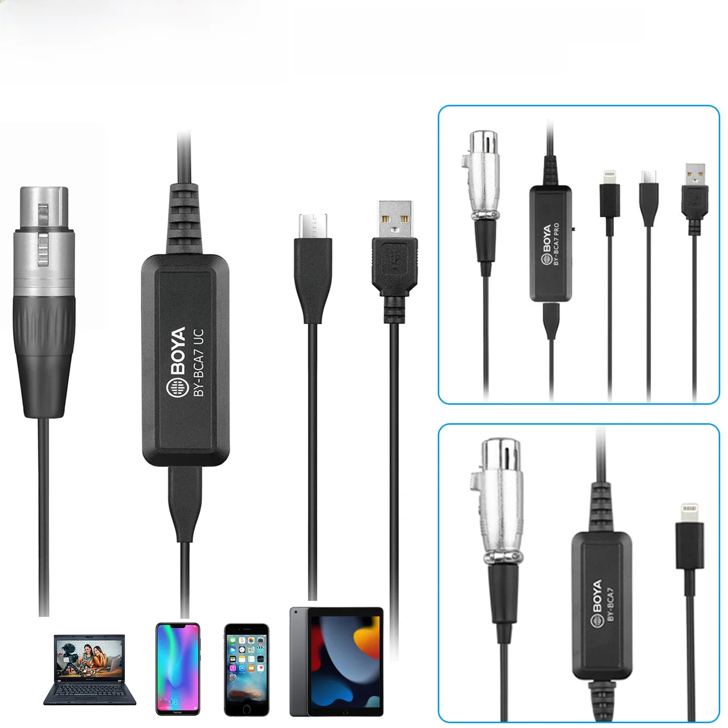 BOYA BY-BCA7 XLR auf Blitz USB-A Typ-C Anschlüsse Mikrofon kabel für iPhone iPad PC Windows Vlog