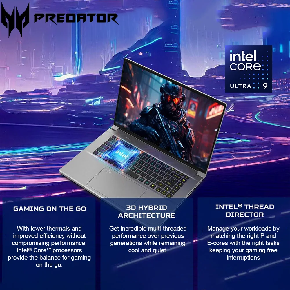 Acer Predator Triton Neo 16 Gaming Laptop,WQXGA+ 16:10 IPS 165Hz,Intel Ultra 9 185H,NVIDIA GeForce RTX 4070,32GB LPDDR5X,4TB SSD