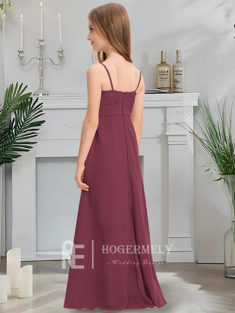 

A Sweetheart Junior Bridesmaid Dress Royal Blue Flower Girl Dress Floor-Length Chiffon With Cascading Ruffles Wedding Party Kids