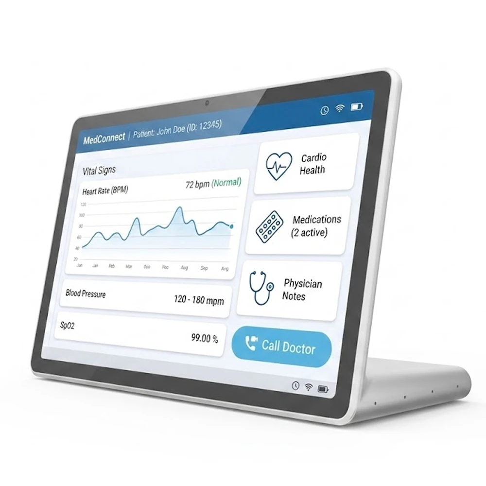 

11" PoE Interactive Desktop Terminal Display with AEC-Smart Medical & Telemedicine Solution, Android 14, 4*Mic, 2*Speakers
