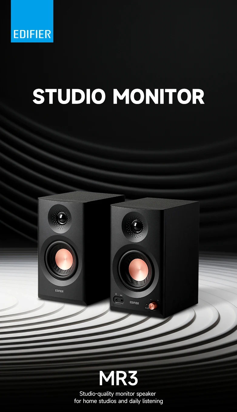 Edifier MR3 Aktive 2.0 Studio-Monitorlautsprecher Bluetooth 5.4 36W RMS Hi-Res Audio 3,5 Zoll Treiber Multi-Eingang – Detail 1