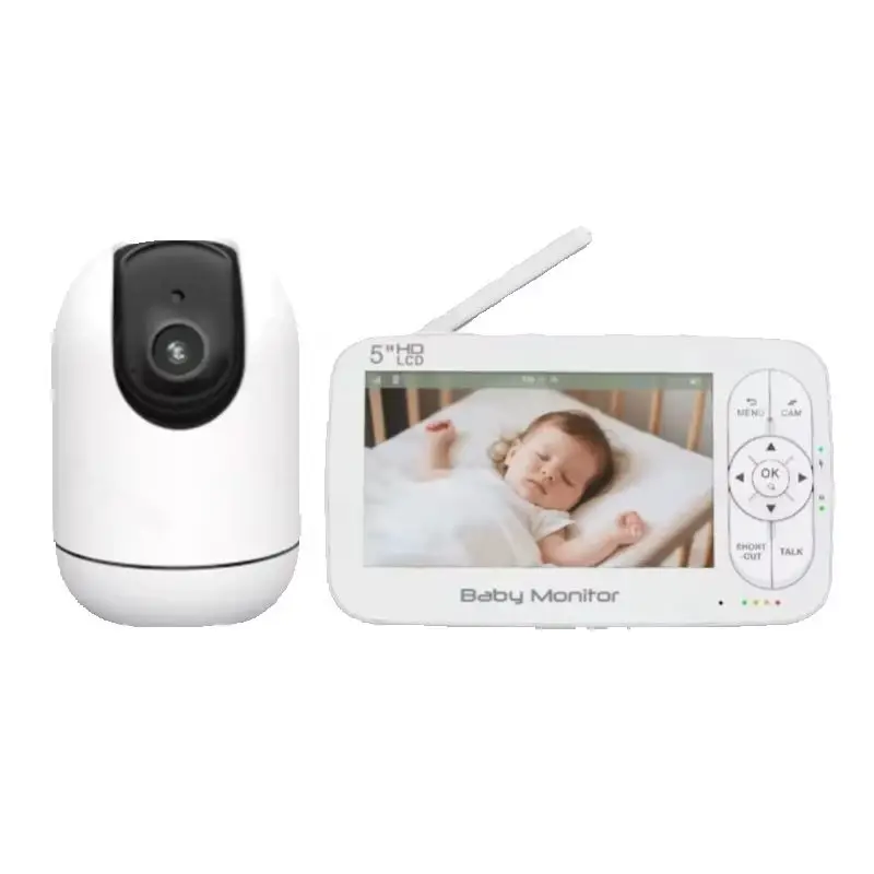 Inteligentny monitor dla dziecka Tuya Smart Life WiFi, 5-calowy ekran HD, kamera z funkcją obrotu, przechyłu i zoomu, sterowanie za pomocą aplikacji, wykrywanie płaczu, tryb nocny, funkcja kołysanki, — 2