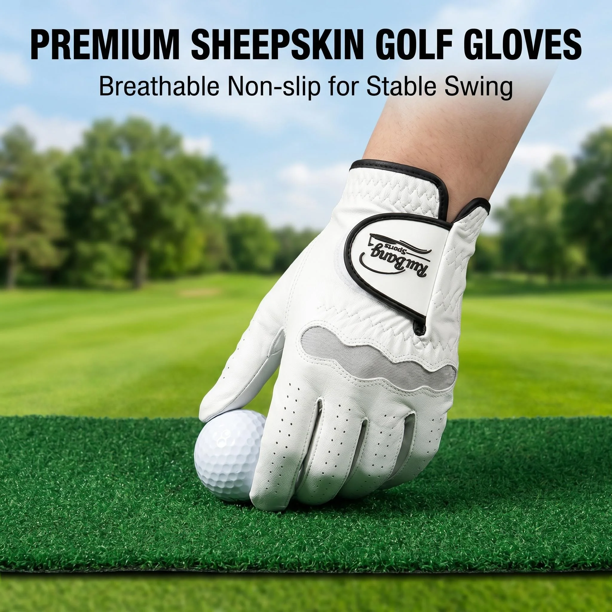 

Lambskin Golf Gloves Men's Breathable Non-Slip Genuine Leather Gloves, Wear-Resistant and Soft, Specialized Golf Gloves