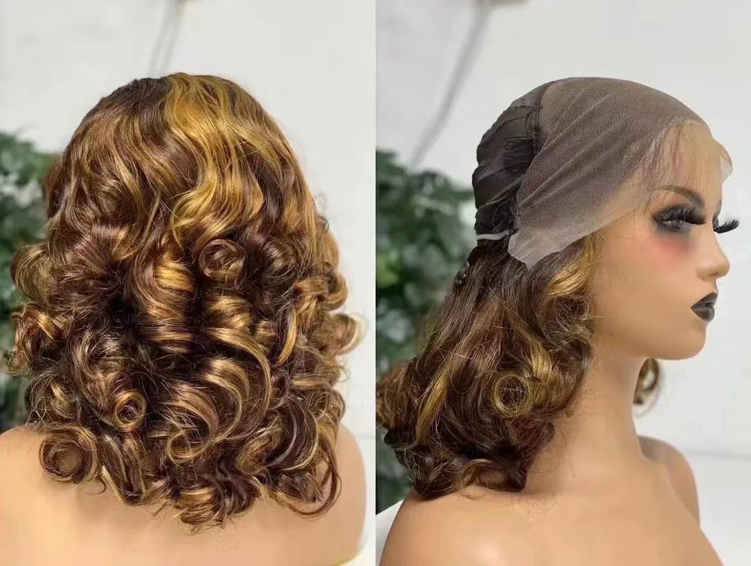 

Светлые свободные волнистые короткие волосы боб, парики из человеческих волос 13x 4, парик на сетке спереди, цветные бразильские парики на сетке спереди для женщин