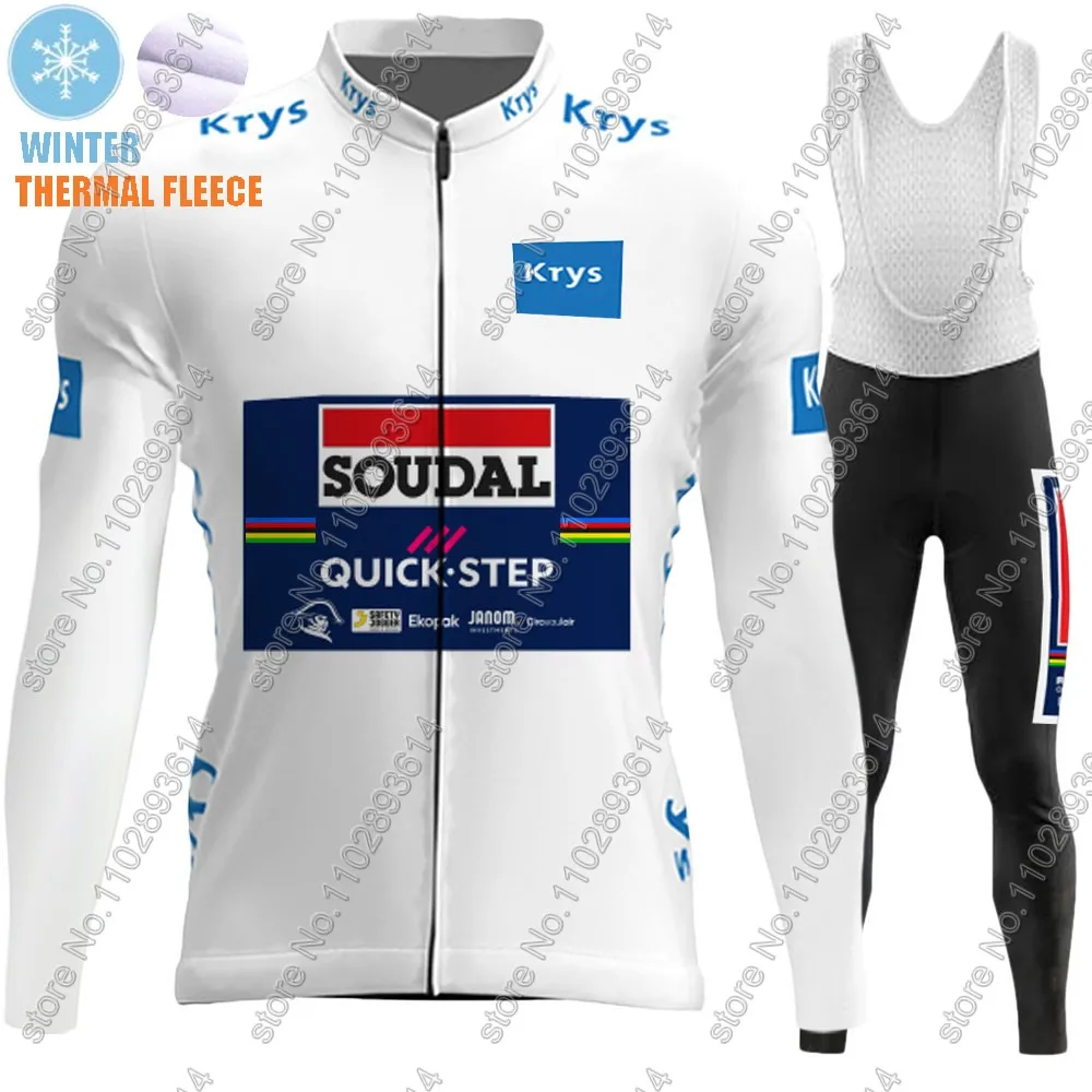 Soudal Quick step Cycling 2024 Team Jersey Set Long Sleeve Belgium France Tour winter Clothing Road Race Bike Jacket Suit MTB