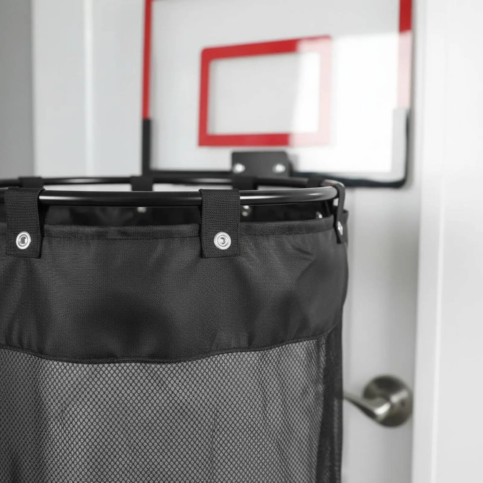 Self-Adhesive Hook Dual-Function Laundry Basket Hanging Basket Door-Mounted Basketball Laundry Basket Fun Laundry Basket view 5