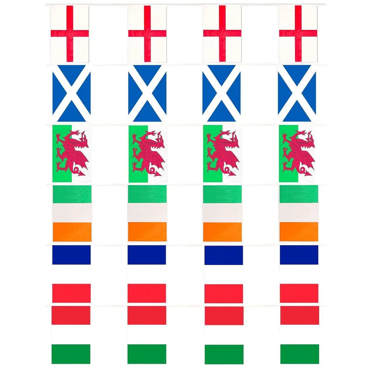 Six Nations Flag Bunting - 60m (198ft) with 120 Flags - All-Weather Plastic - England, Scotland, Wales, Ireland, France & Italy