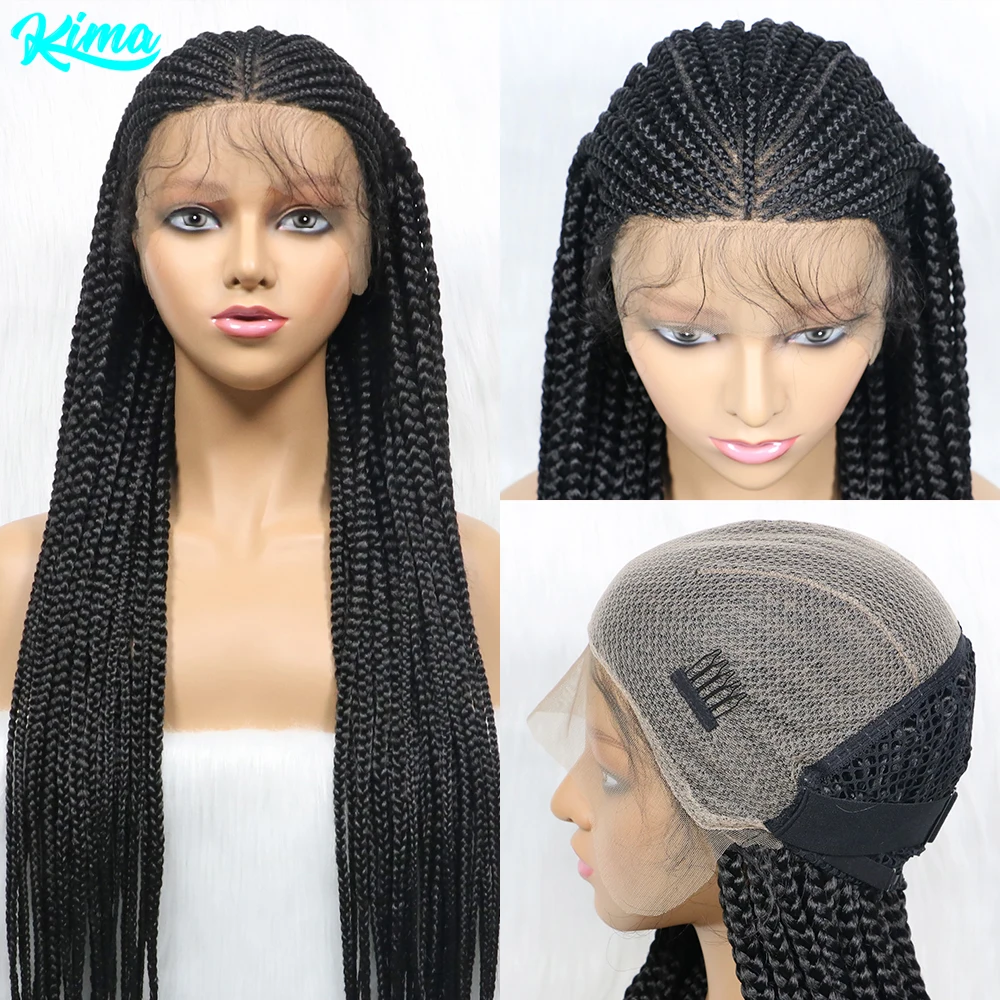 36 Inches Braided Wigs Synthetic Lace Front Knotless Box Braid Wig With Baby Hair For Black Women 2022 New Cheap Wig