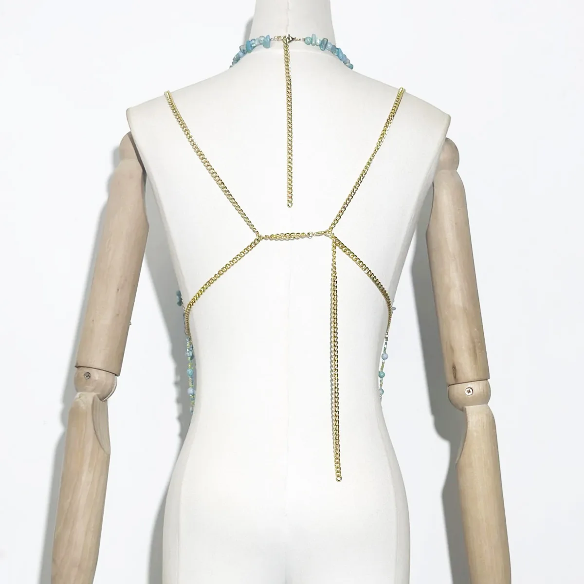 اليدوية الفاخرة الفيروز مطرز الرسن الأعلى هامش الجسم سلسلة حورية البحر أعلى زي Bralette مثير الملابس الداخلية بحر الهذيان الصدرية #4