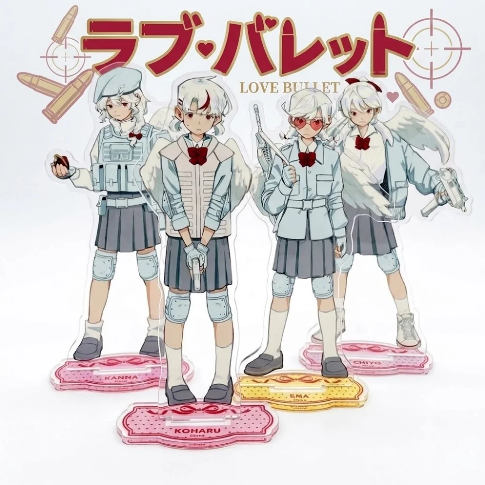 Love Bullet Acrylic Stand Koharu Kanna Chiyo Ena Anime Figure Model Plate Desktop Decor Standing Sign Fans Collectibles keychain