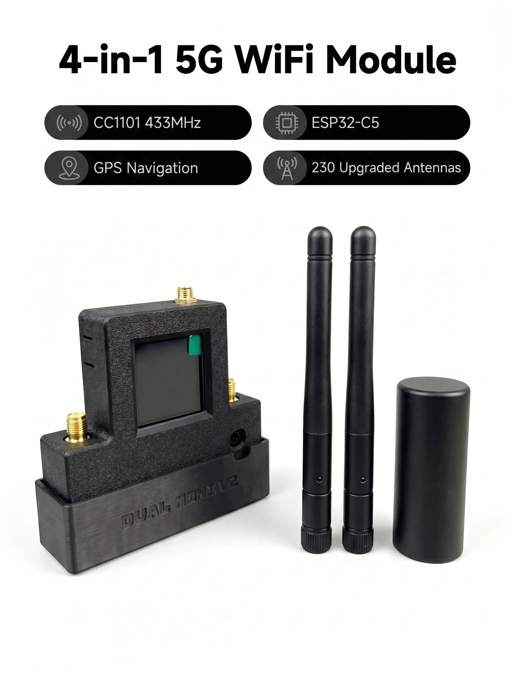 플리퍼 제로 4-in-1 확장 보드 WiFi 2.4G 5G ESP32-C5 GPS CC1101 433MHz RF 모듈
