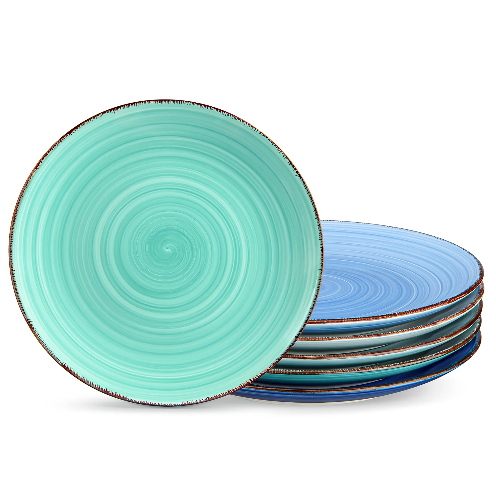 vancasso 6/12-teiliges Steinzeug-Geschirrset Bonita Mix Blau Frühstücksteller Dessertteller Müslischale Tassenset als Ersatz