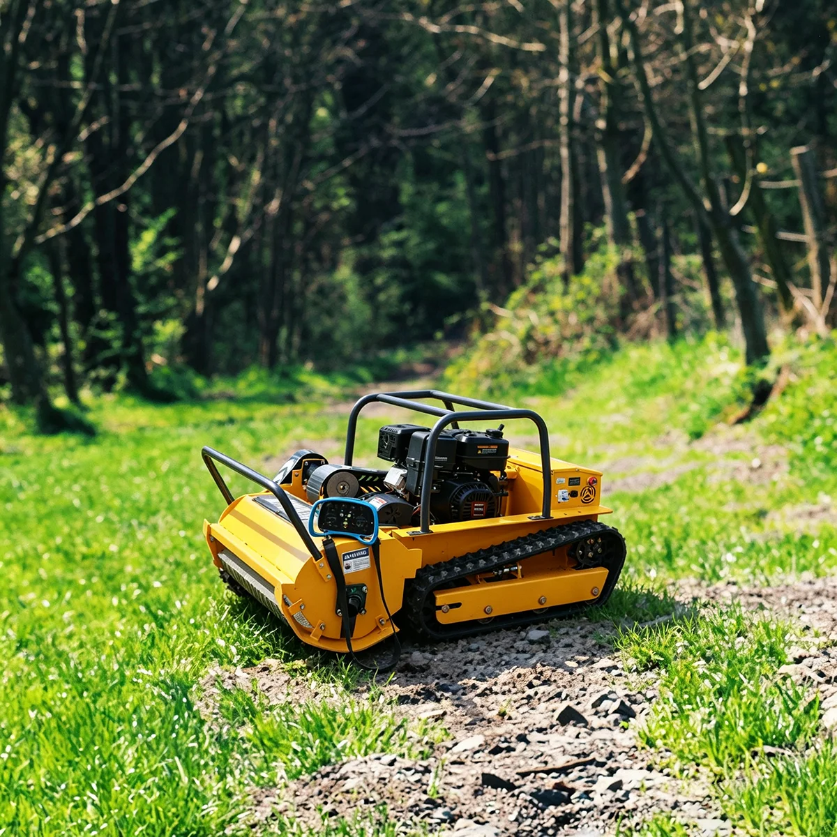 Remote-controlled lawnmower, intelligent lawnmower robot, equipped with a 459cc engine, powerful enough to cut rocks, with adjustable blades and powerful motor, can also carry a person.