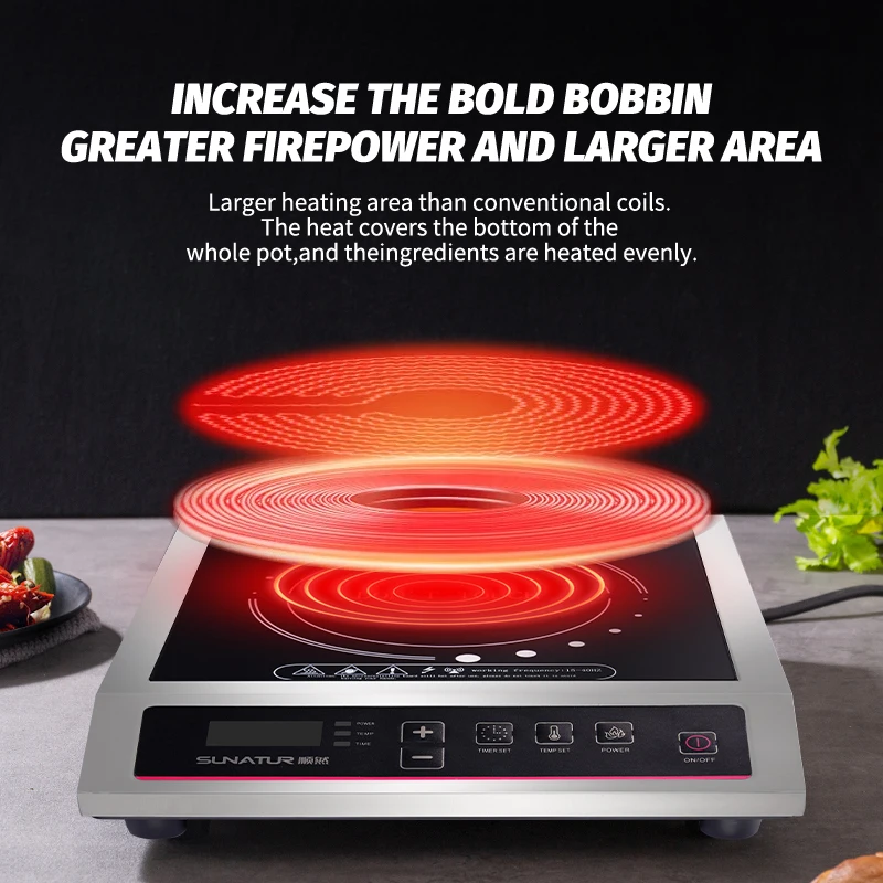 SUNATUR Induction Cookers 3500W Stove 2holes Electric Portable Hob Plaque Circular Home Kitchen Appliance Comercial Series LC-L6