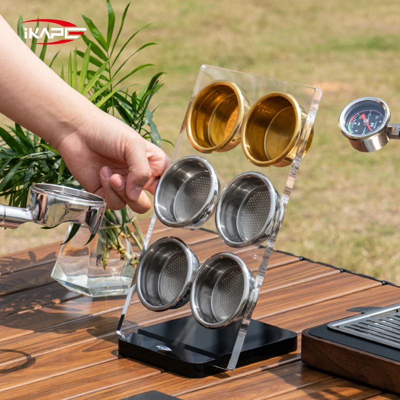 IKAPE Espresso Filter Basket Display Stand,Acrylic Filter Basket Holder,Precision High-Extraction Espresso Filter Basket