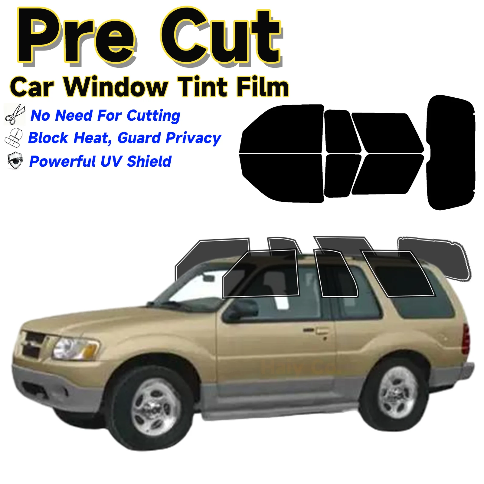 

Precut Window Tint Car for Ford Explorer 2Door 1991-2000 Sun Uv Blocking Heat & Glare 2Ply Window Protector Privacy Films Shade