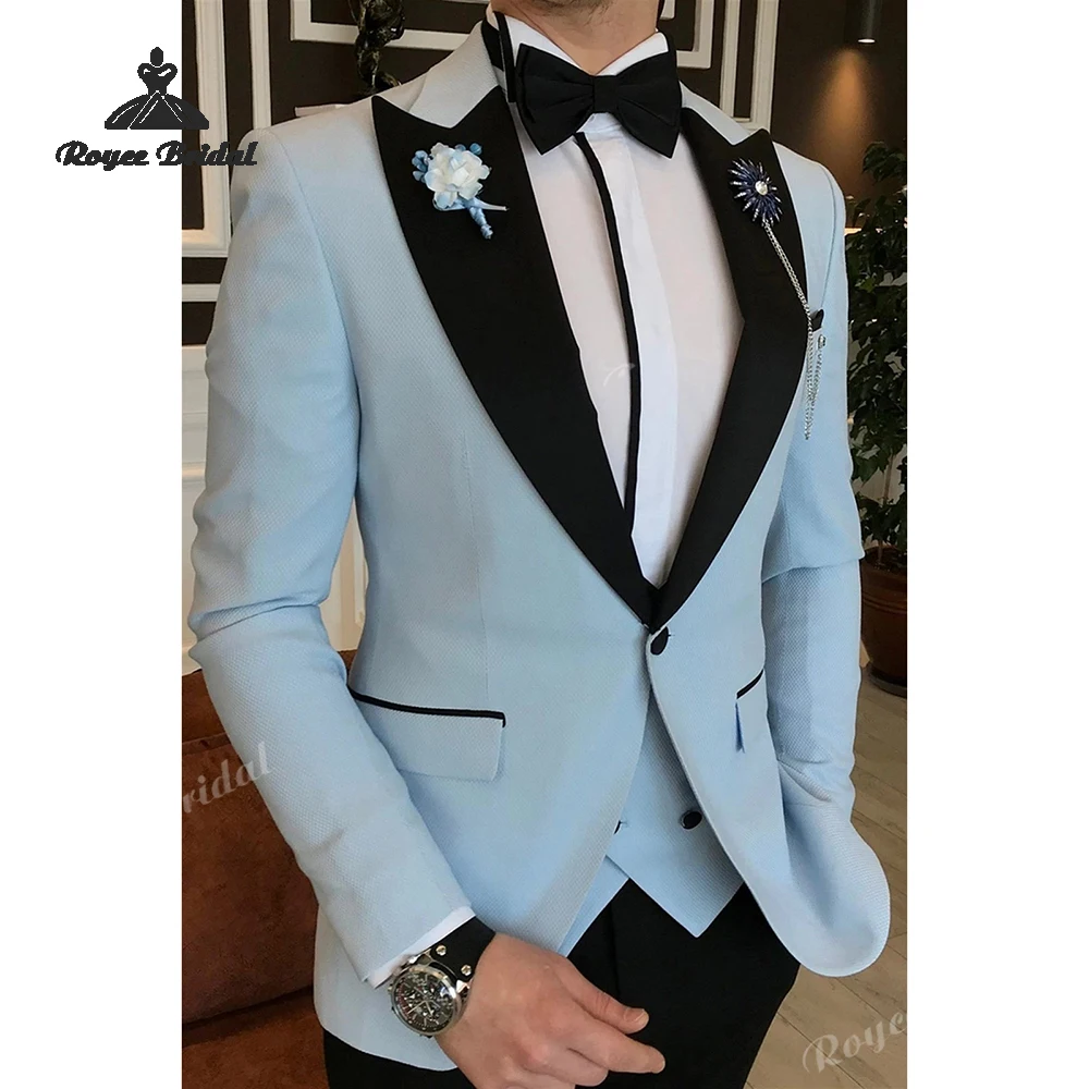 Traje de boda de tres piezas con una hilera de botones para hombre, traje de noche de negocios con solapa de pico 2026, trajes personalizados para hombre