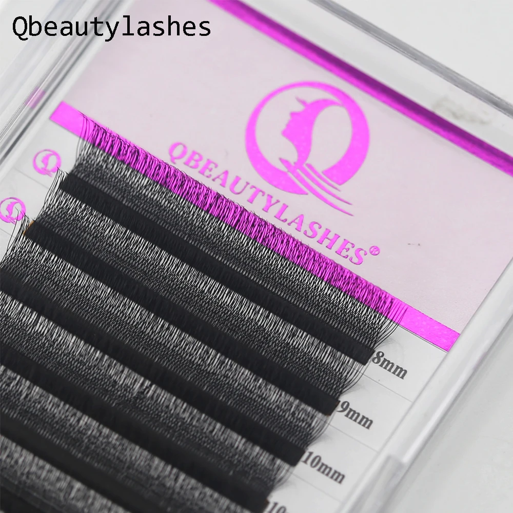 Qbeautylashes Cilios pestañas 6D en forma de U 0,07mm de espesor pestañas postizas naturales suaves cómodas YY prefabricadas Fans salón de belleza