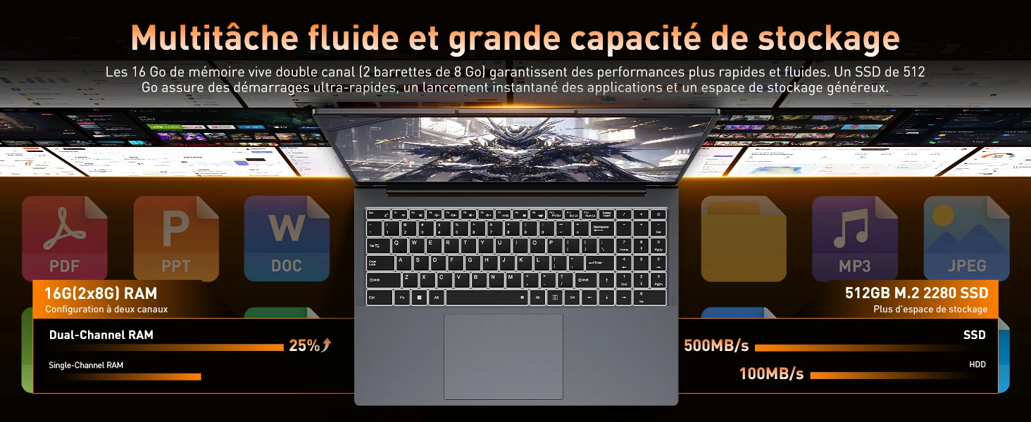 HYPERSTRIX 16" Core I5 Laptop, 16GB RAM, 512GB SSD, MS Office 2024, IPS(1920 * 1200) 16:10 Display, Win 11 Pro Notebook Computer with BT5.0 Wi-Fi, 3*USB A, HDMI, RJ45, Backlit Keyboard, Space Grey