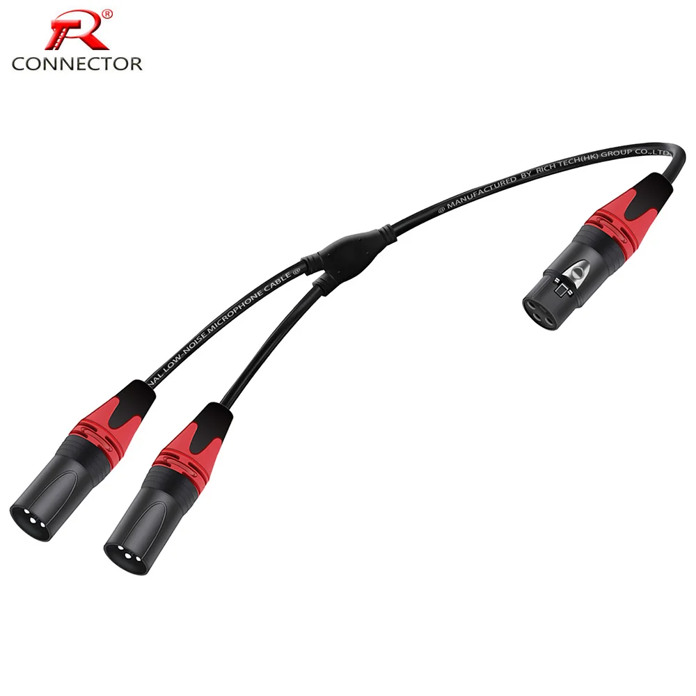 Y Splitter Microphone Cable XLR Female Jack to Dual Male Plug , 3Pin Balanced Audio Microphone Extension Cable