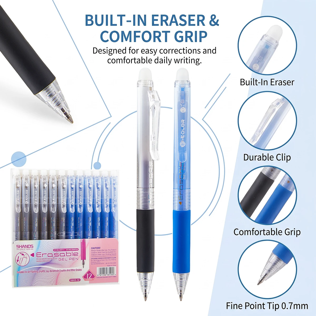 12Pcs Retractable Erasable Gel - огляд і ціна Retractable Eraser Pen Click