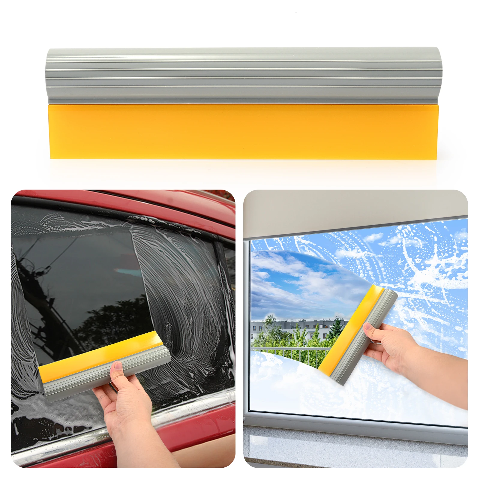 

FOSHIO Silicone Window Squeegee Rubber Blade Turbo Scraper Car Glass Cleaning Water Remover Wiper Snow Shovel Tool 10/14/23cm