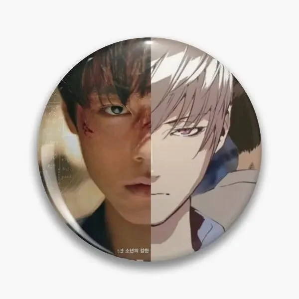 Broche à bouton souple noir, héros faible, Webtoon et Kdrama, Badge de collier créatif, vêtements en métal, cadeau amusant, bijoux, chapeau, amoureux des dessins animés