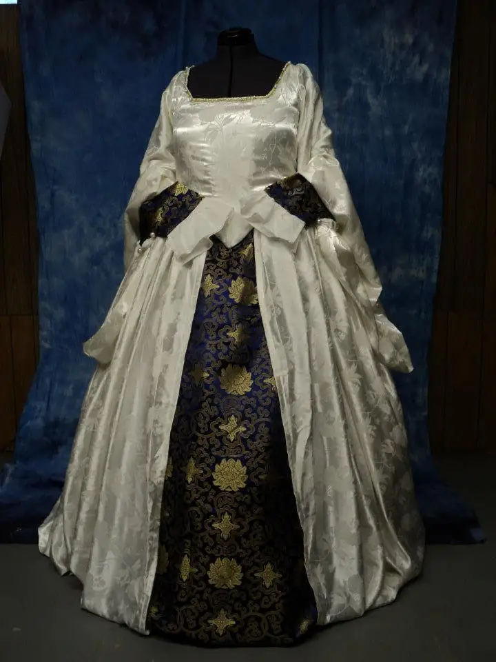 

Queen Anne Boleyn White Renaissance Faire Dress White Wedding Dress Tudor Court Cosplay Costume Ball Gown Dress for Women