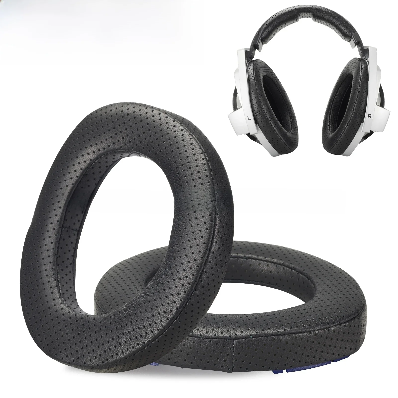 Perforowane nauszniki Carberon z owczej skóry Fenestrated poduszki nauszne ze skóry jagnięcej do słuchawek Sennheiser HD800, HD800S i Drop HD8XX — zdjęcie produktu 7