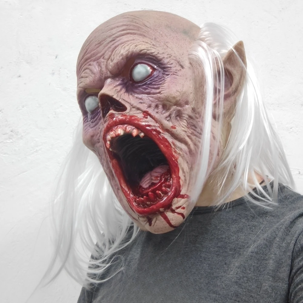 الرجل العجوز قناع مصاص دماء الرعب الوحش الدموي قناع هالوين كرنفال حفلة مخيف الكسالى زي غطاء رأس بيت الأشباح المزحة الدعامة